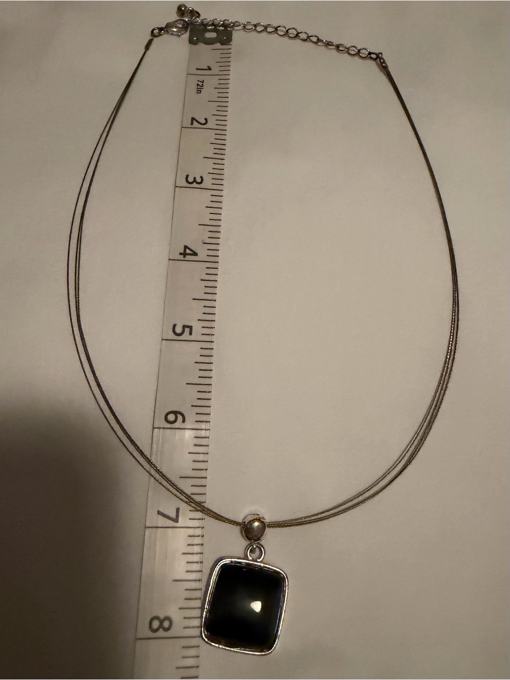 Silver Necklace with Black Square Pendant - Women Jewelry - Picture 5 of 5
